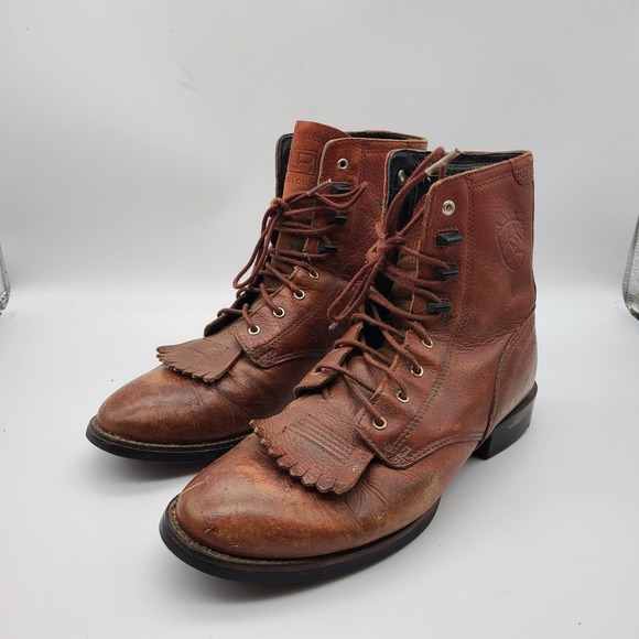 Ariat Women's Brown Leather Heritage Lacer II Roper Western Boots